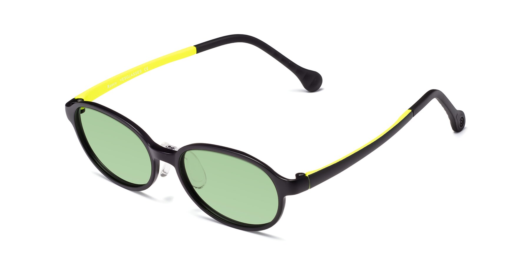 Angle of Reece in Black-New Leaf with Medium Green Tinted Lenses