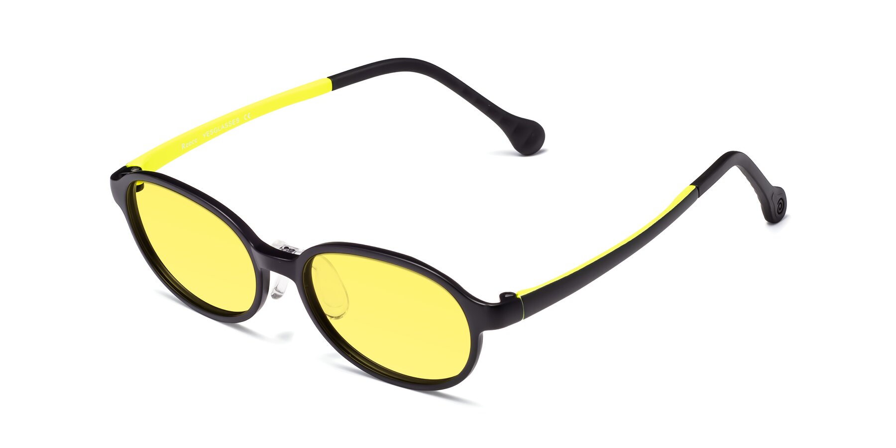 Angle of Reece in Black-New Leaf with Medium Yellow Tinted Lenses