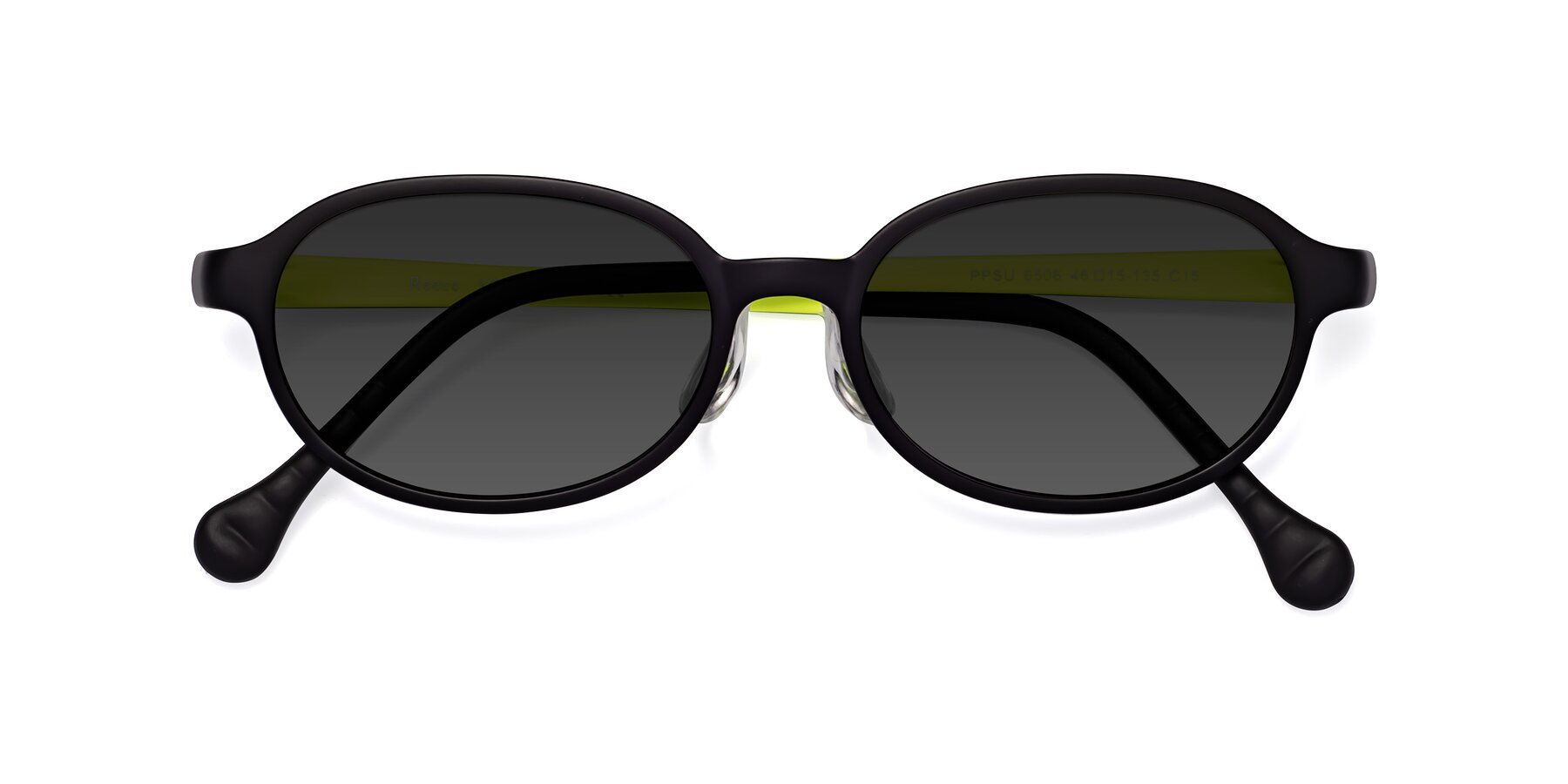 Folded Front of Reece in Black-New Leaf with Gray Tinted Lenses