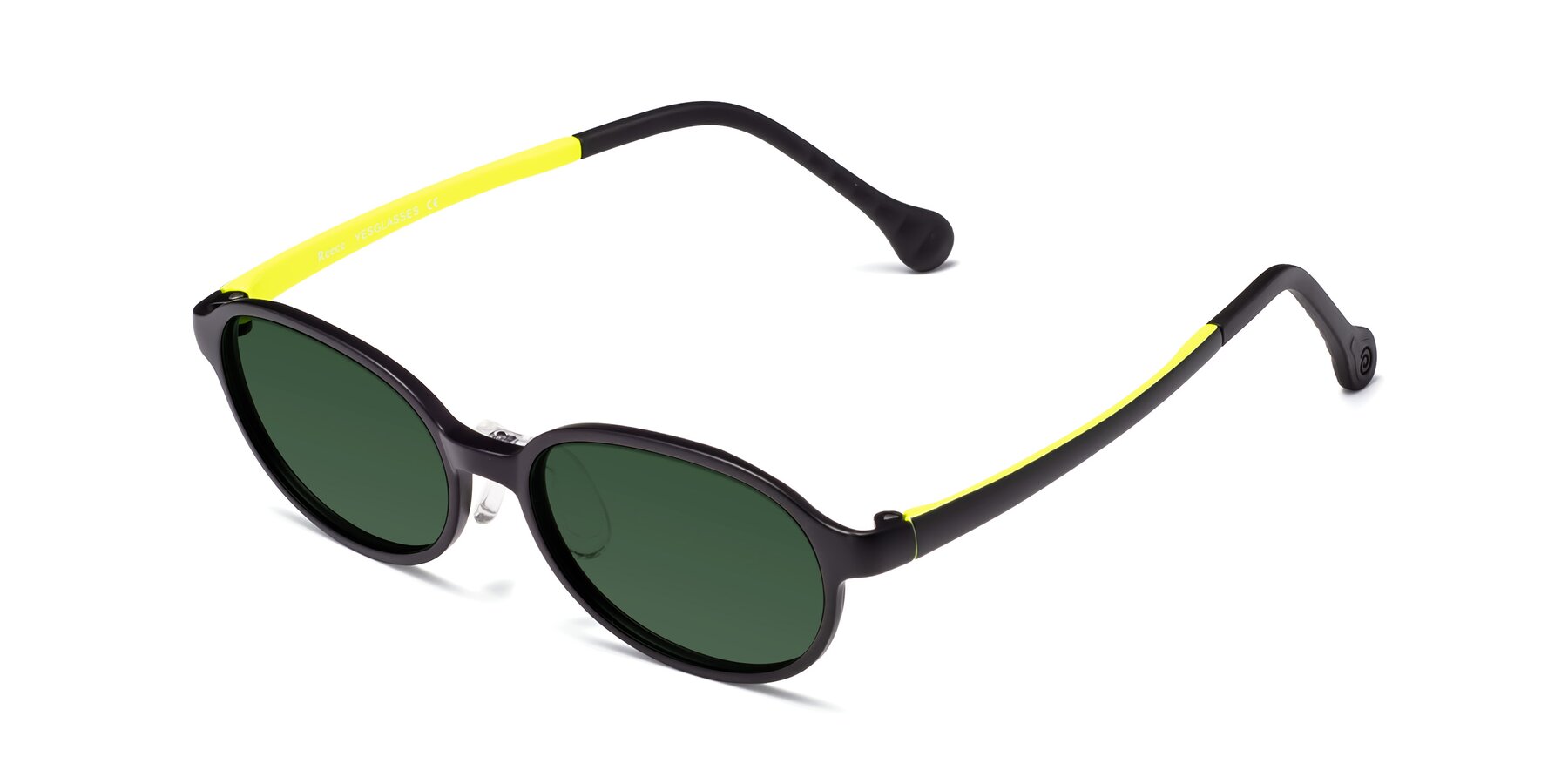 Angle of Reece in Black-New Leaf with Green Tinted Lenses