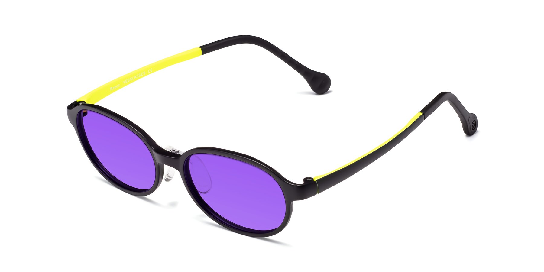 Angle of Reece in Black-New Leaf with Purple Tinted Lenses