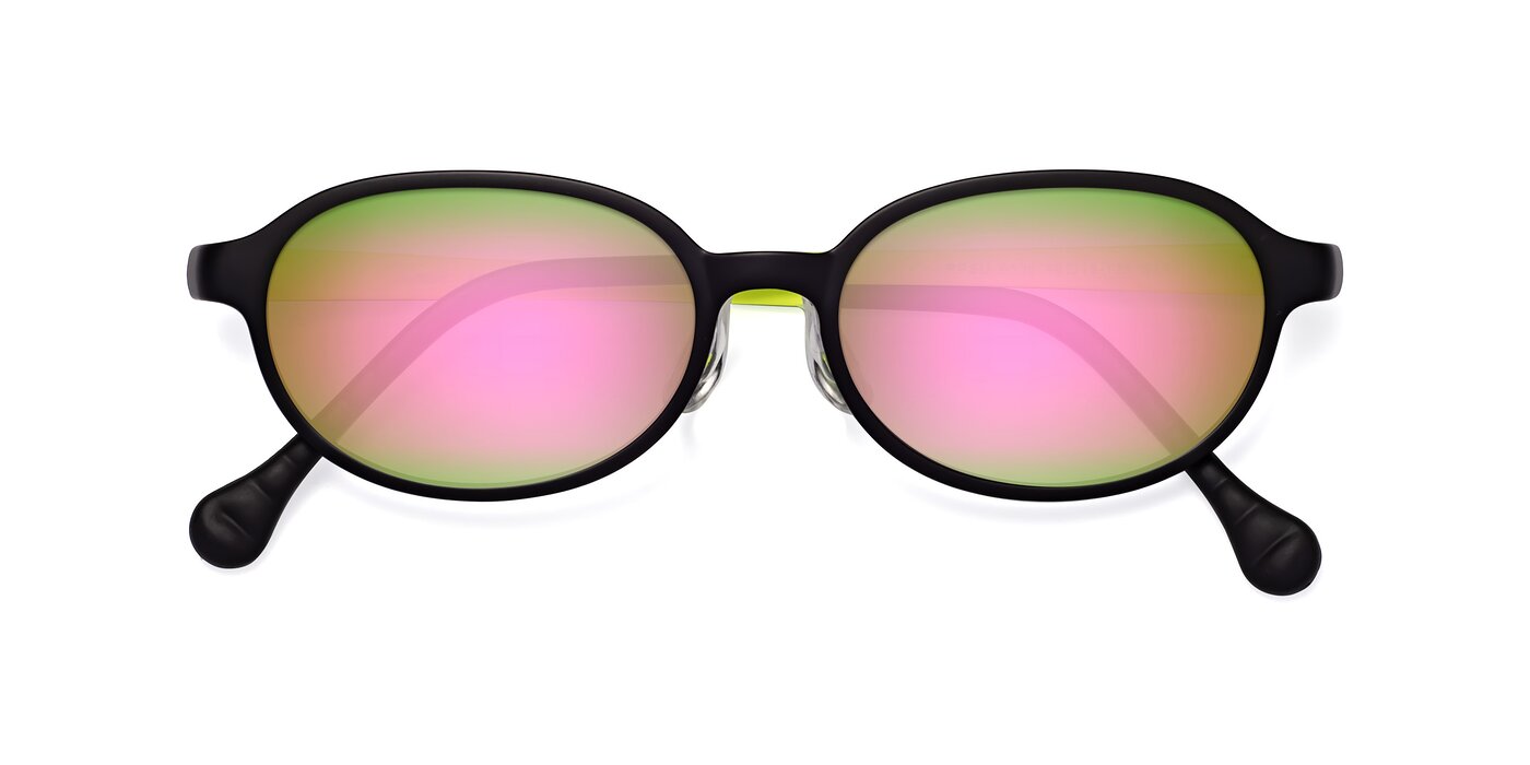 Reece - Black/New Leaf Flash Mirrored Sunglasses