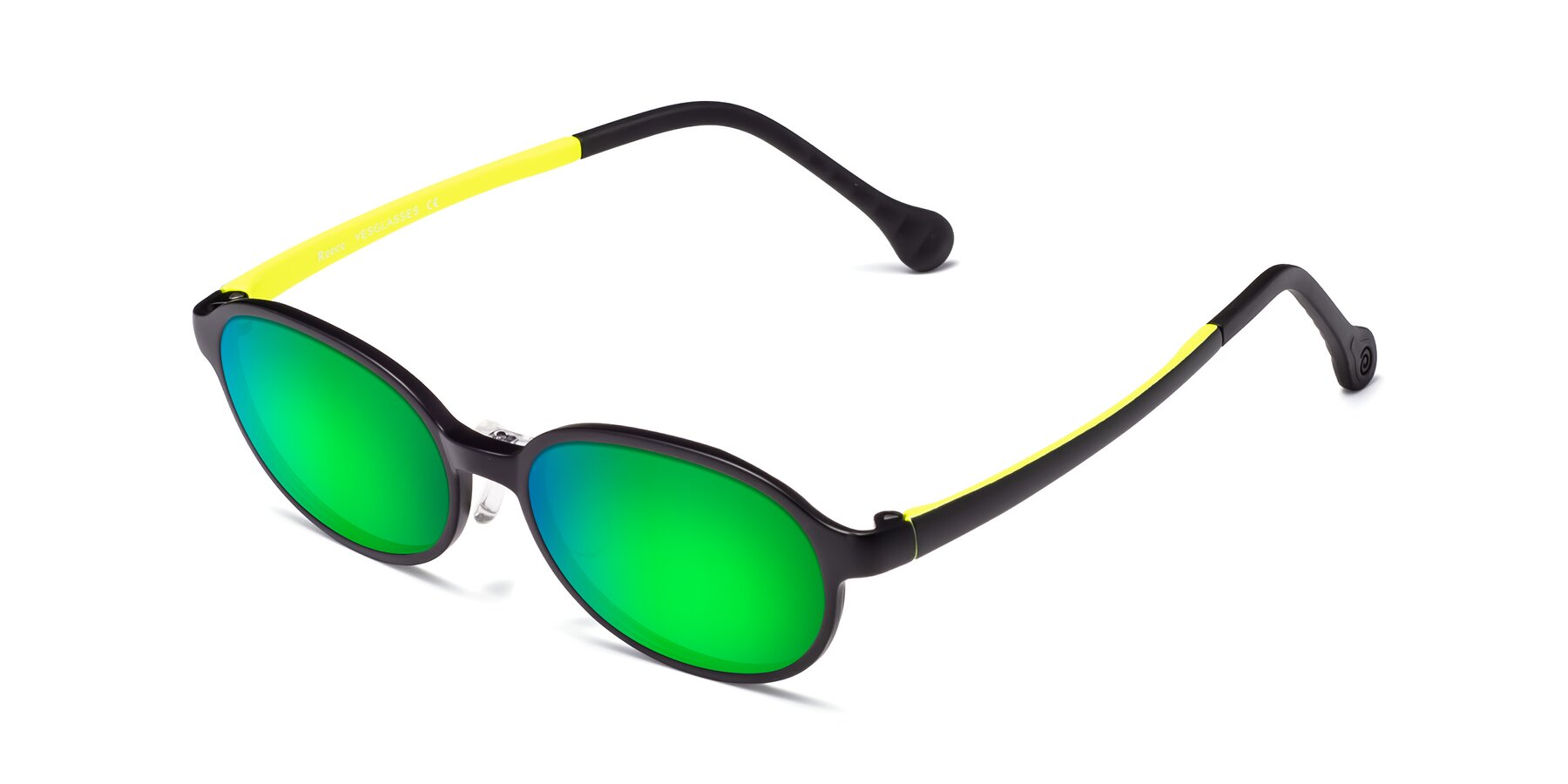 Angle of Reece in Black-New Leaf with Green Mirrored Lenses