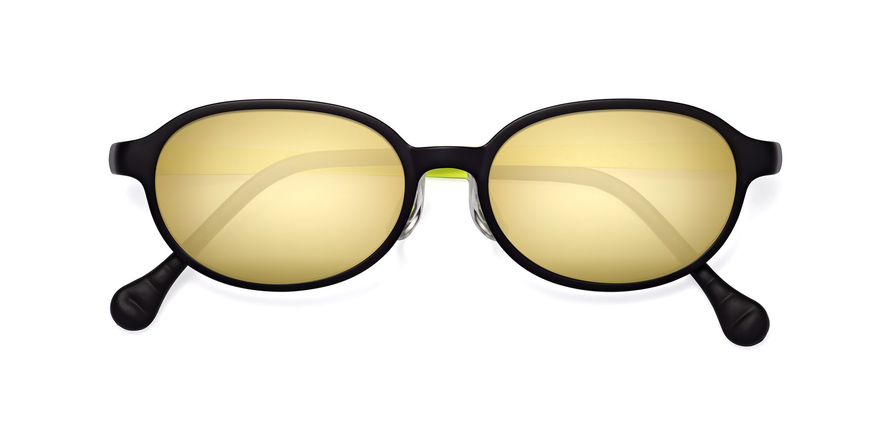 Folded Front of Reece in Black-New Leaf with Gold Mirrored Lenses