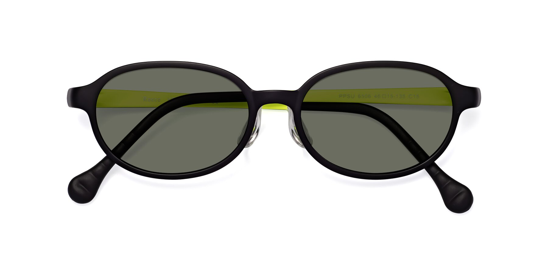 Folded Front of Reece in Black-New Leaf with Gray Polarized Lenses