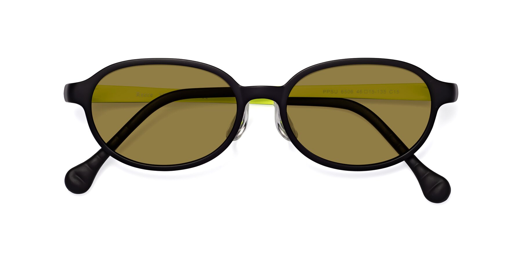 Folded Front of Reece in Black-New Leaf with Brown Polarized Lenses