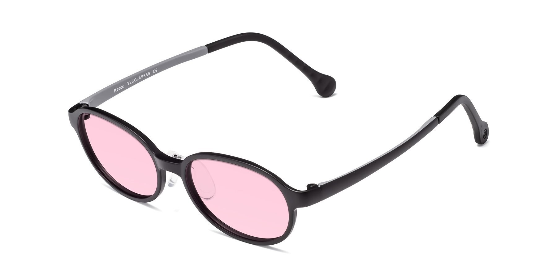 Angle of Reece in Black-Gray with Light Pink Tinted Lenses