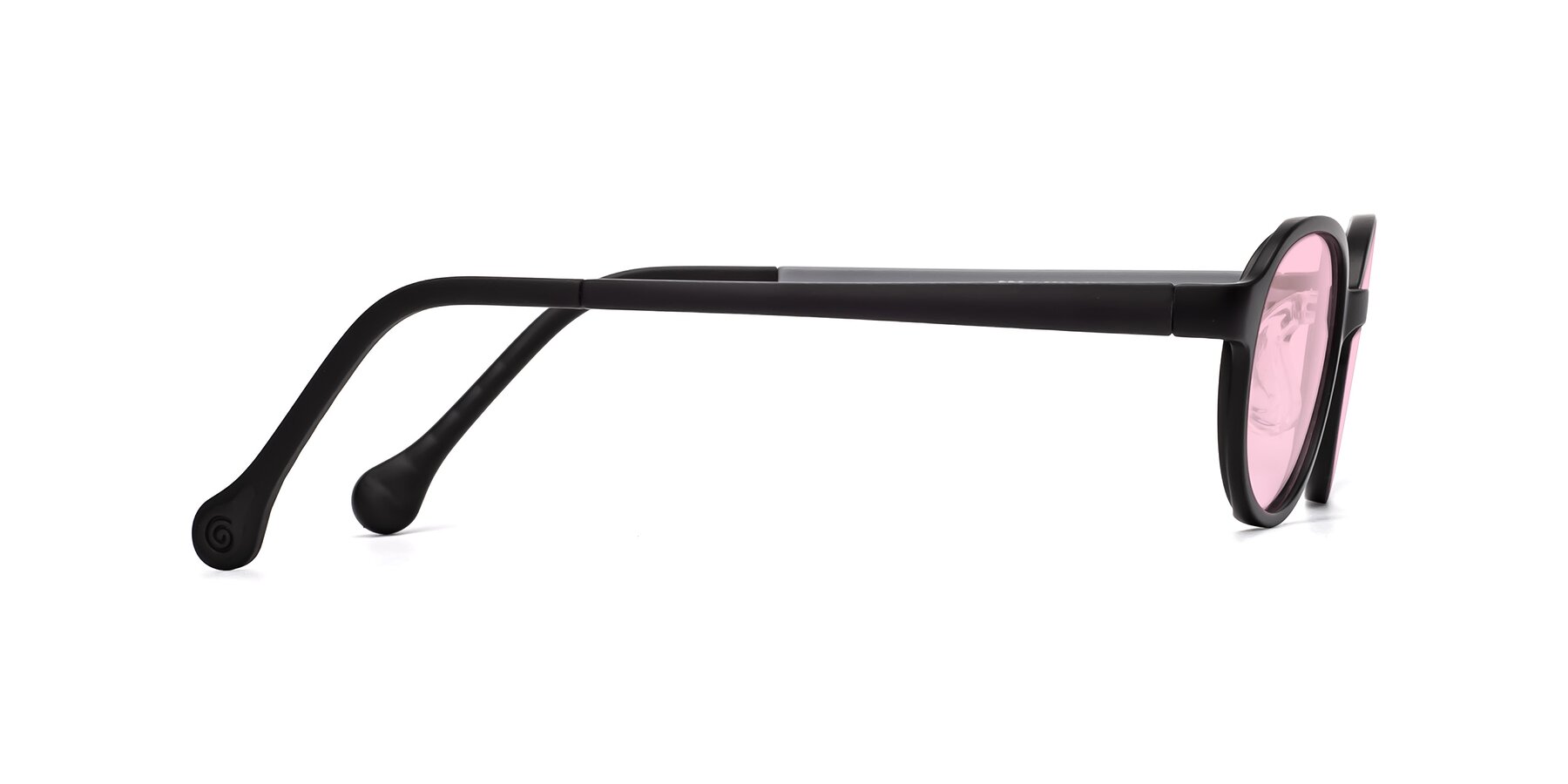 Side of Reece in Black-Gray with Light Pink Tinted Lenses