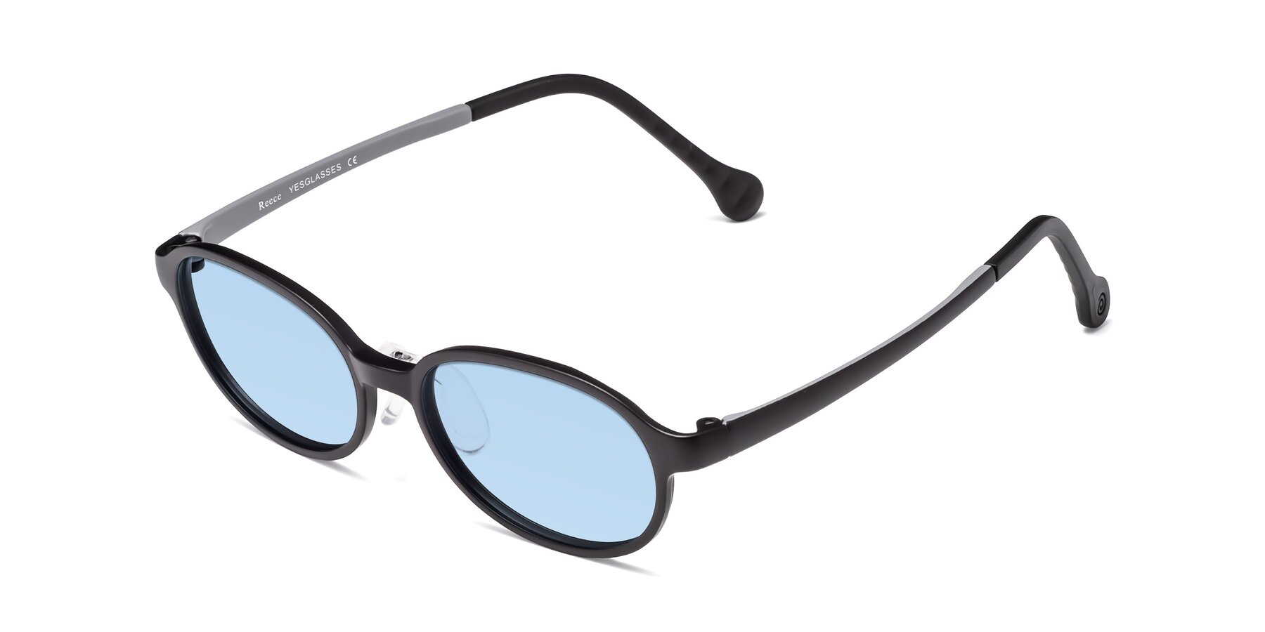 Angle of Reece in Black-Gray with Light Blue Tinted Lenses