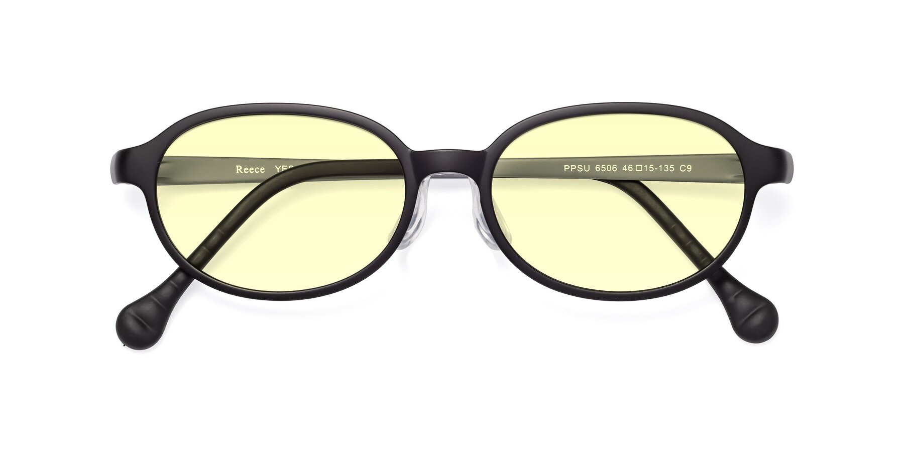 Folded Front of Reece in Black-Gray with Light Yellow Tinted Lenses