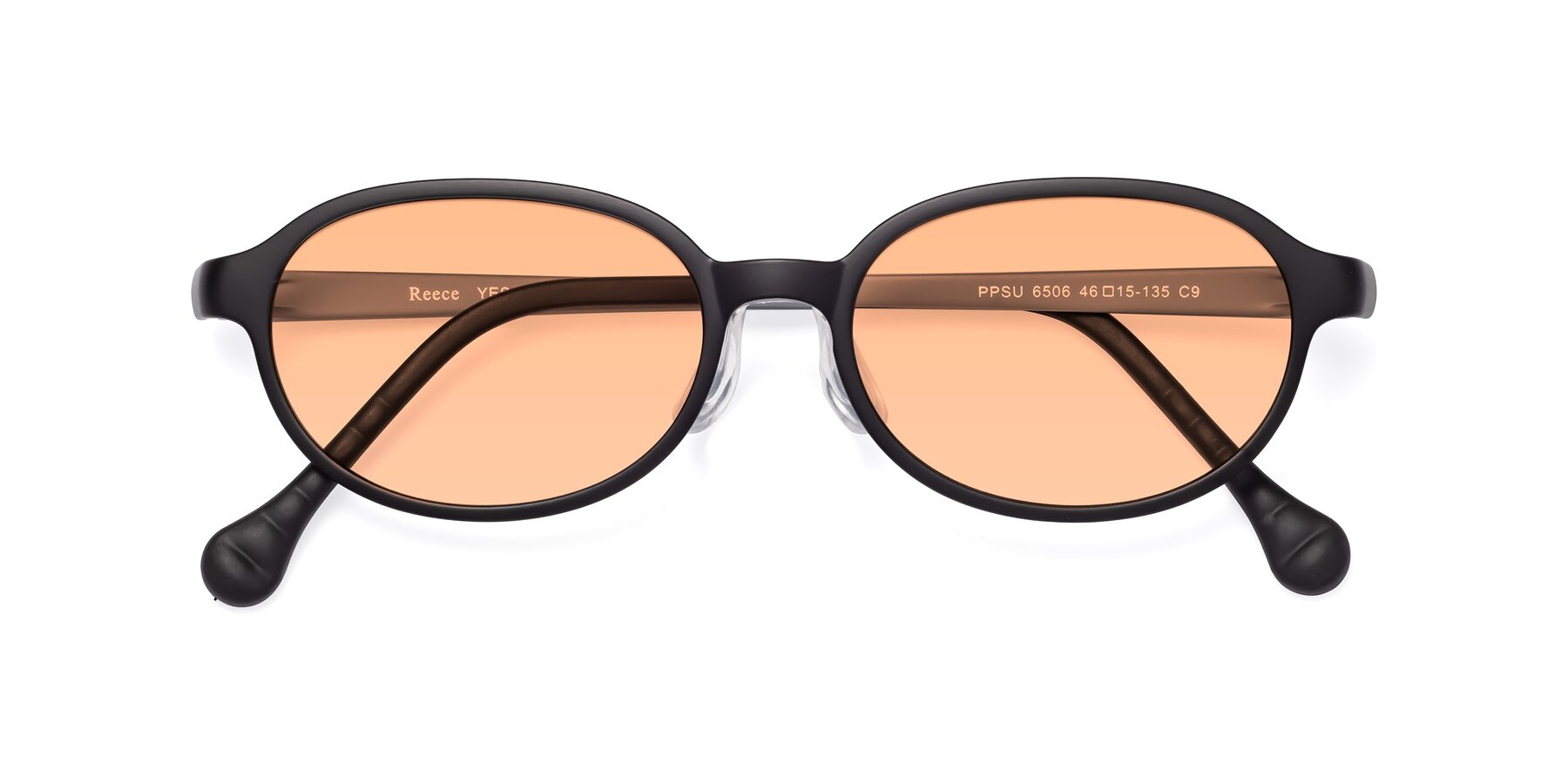 Folded Front of Reece in Black-Gray with Light Orange Tinted Lenses