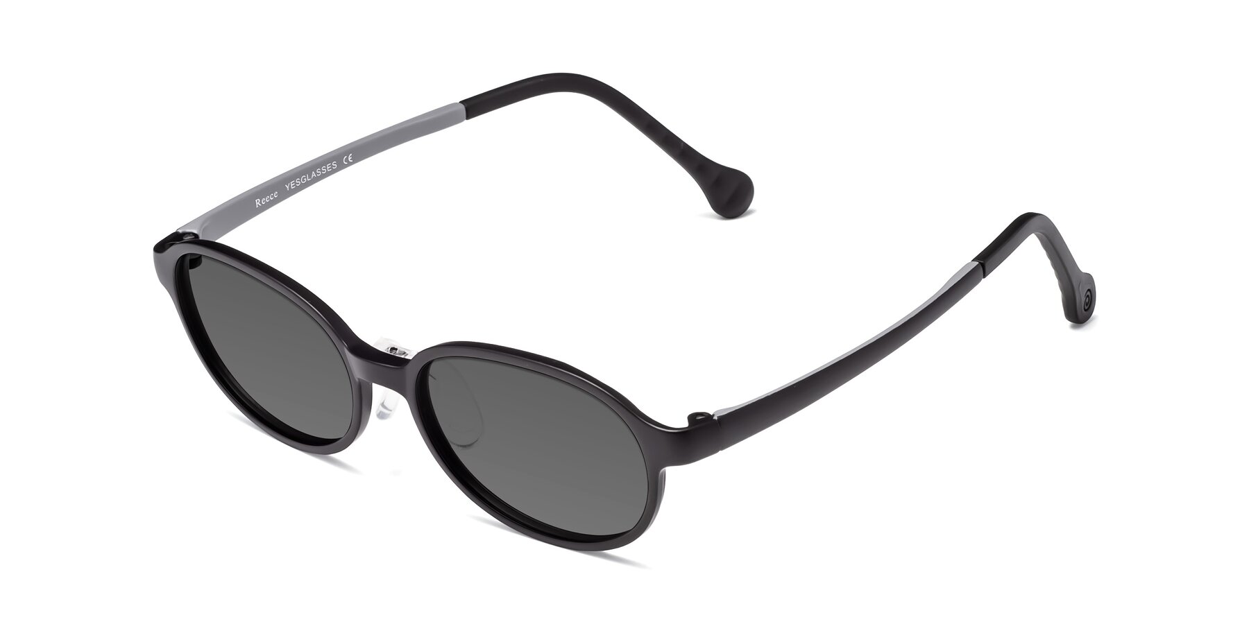 Angle of Reece in Black-Gray with Medium Gray Tinted Lenses