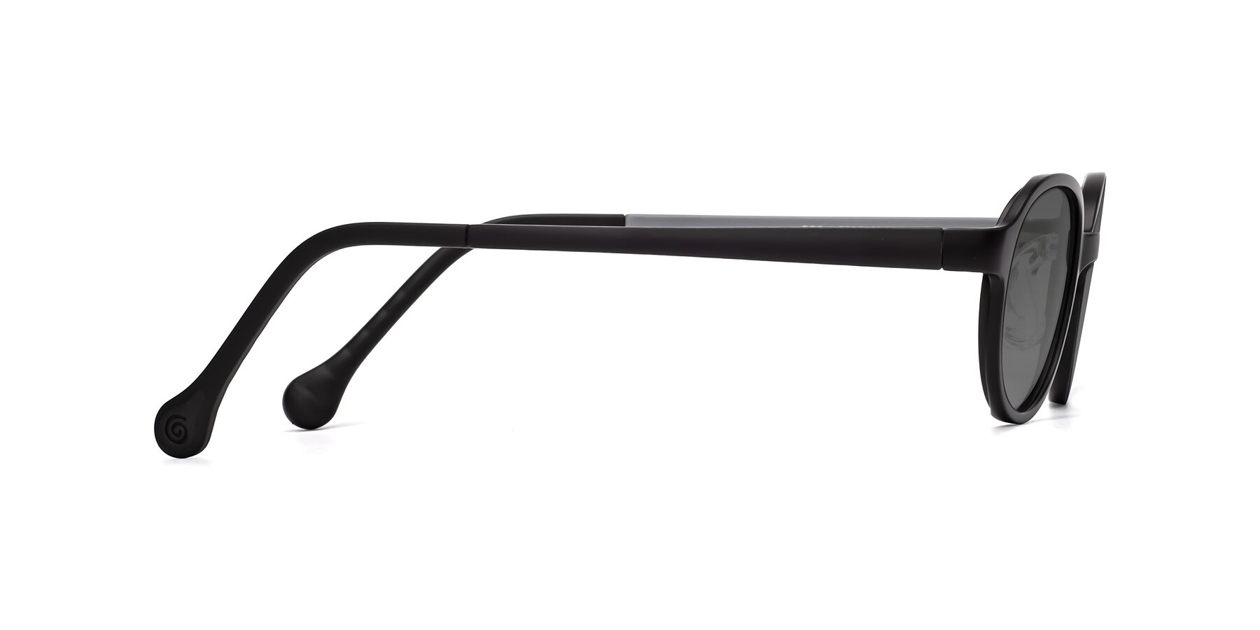 Side of Reece in Black-Gray with Medium Gray Tinted Lenses