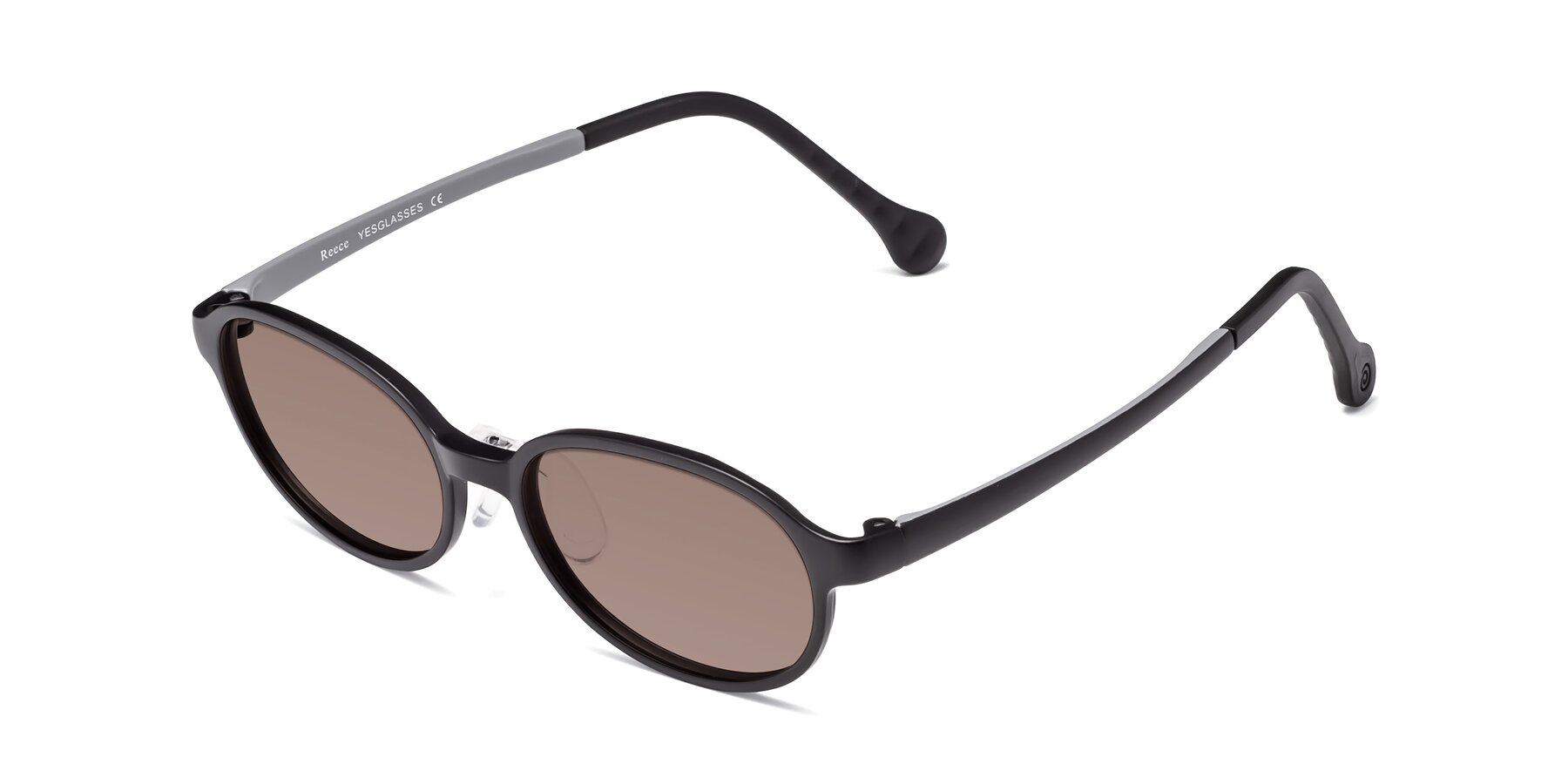 Angle of Reece in Black-Gray with Medium Brown Tinted Lenses