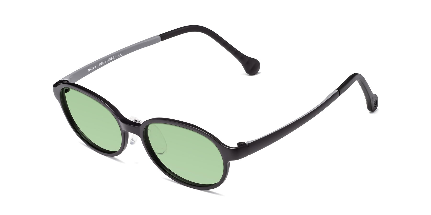 Angle of Reece in Black-Gray with Medium Green Tinted Lenses