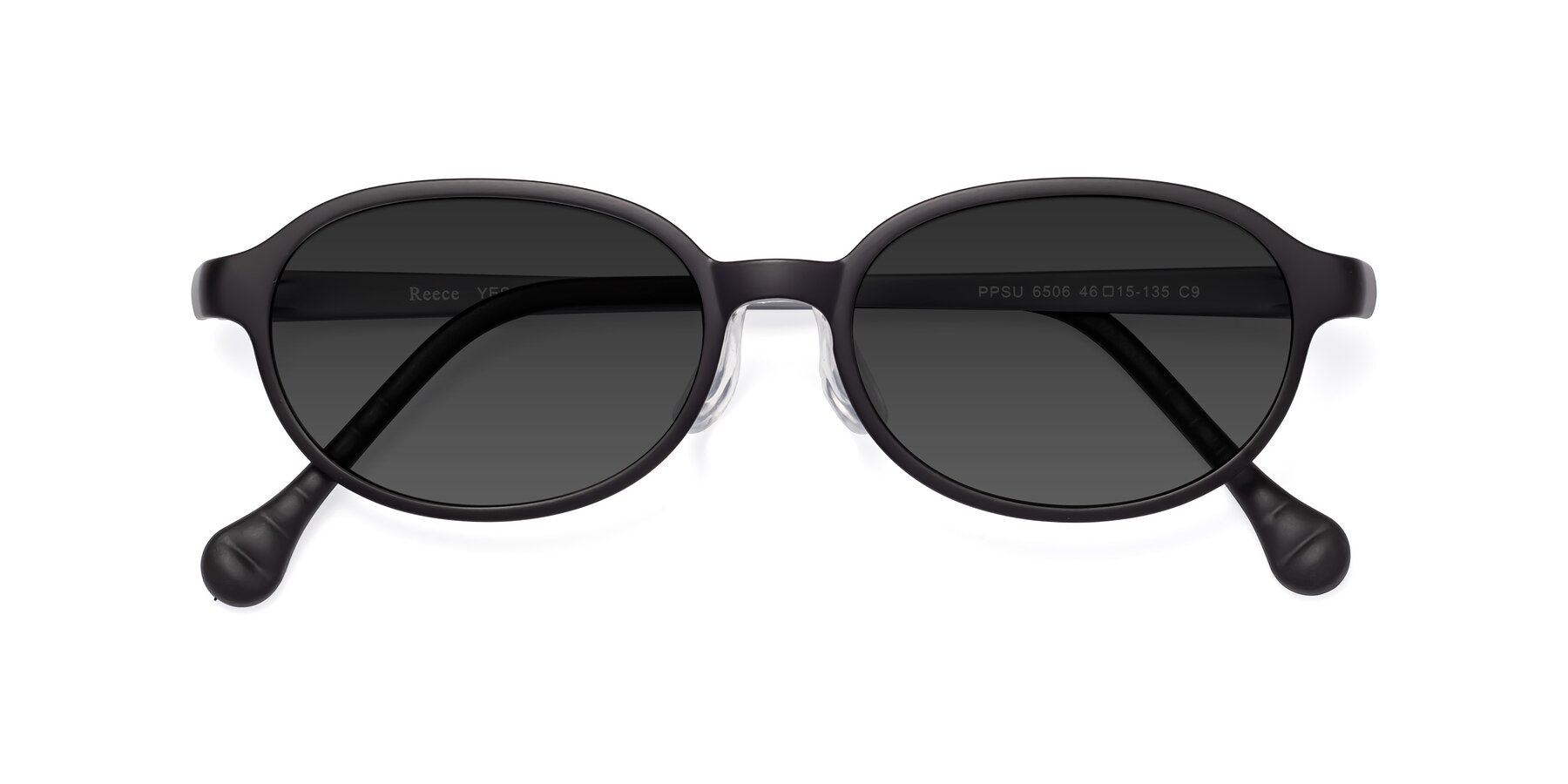 Folded Front of Reece in Black-Gray with Gray Tinted Lenses