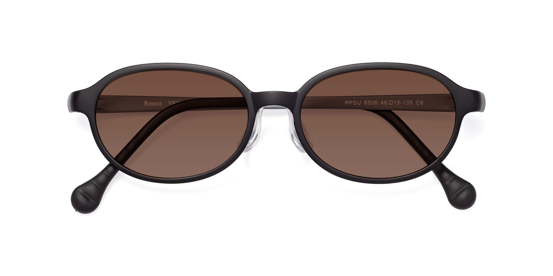 Folded Front of Reece in Black-Gray with Brown Tinted Lenses