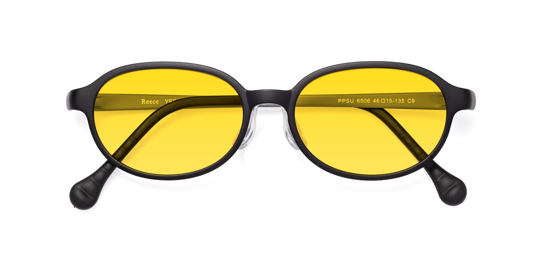 Folded Front of Reece in Black-Gray with Yellow Tinted Lenses