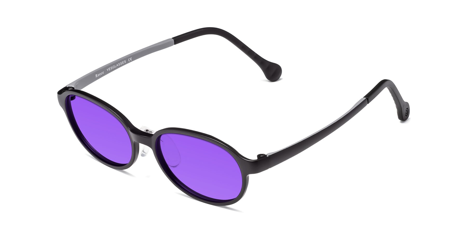 Angle of Reece in Black-Gray with Purple Tinted Lenses