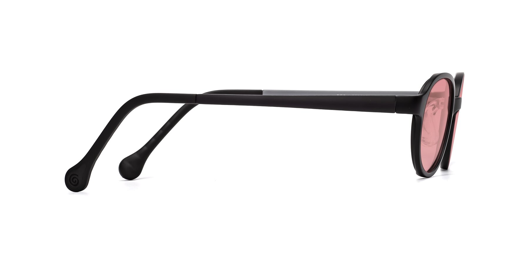 Side of Reece in Black-Gray with Medium Garnet Tinted Lenses