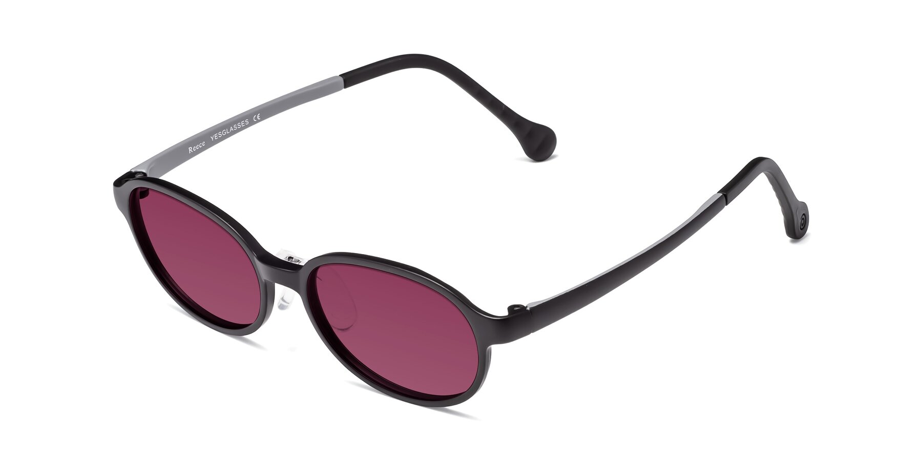 Angle of Reece in Black-Gray with Wine Tinted Lenses