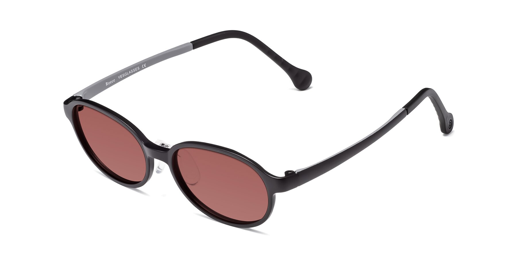 Angle of Reece in Black-Gray with Garnet Tinted Lenses