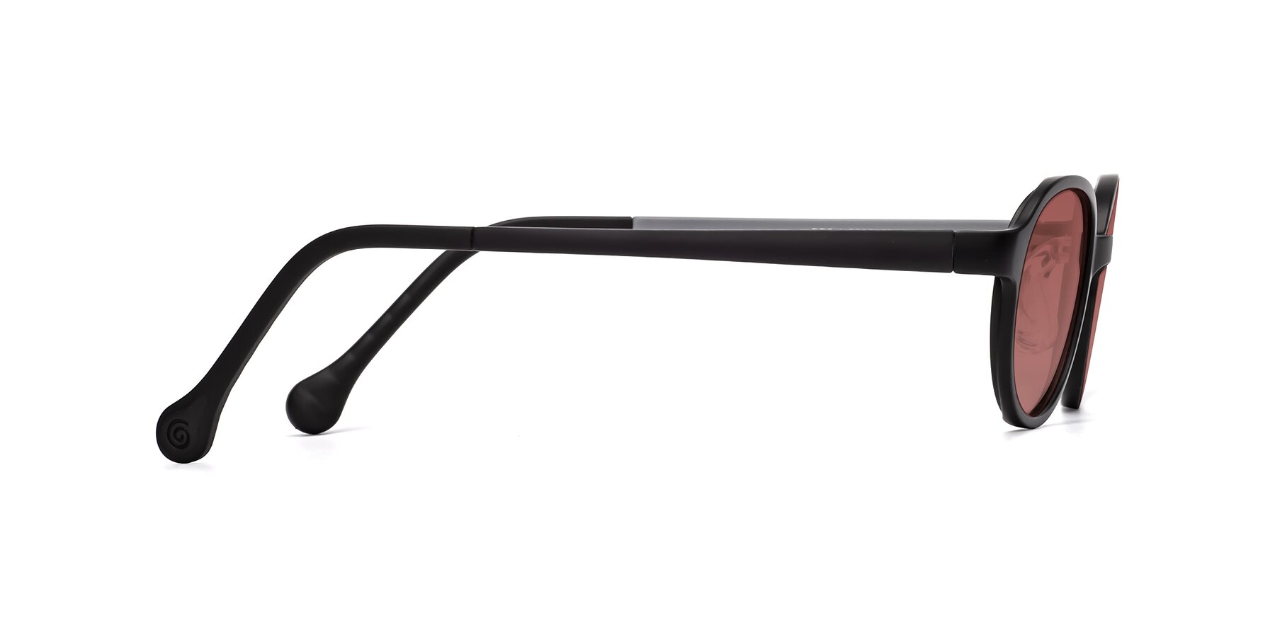 Side of Reece in Black-Gray with Garnet Tinted Lenses