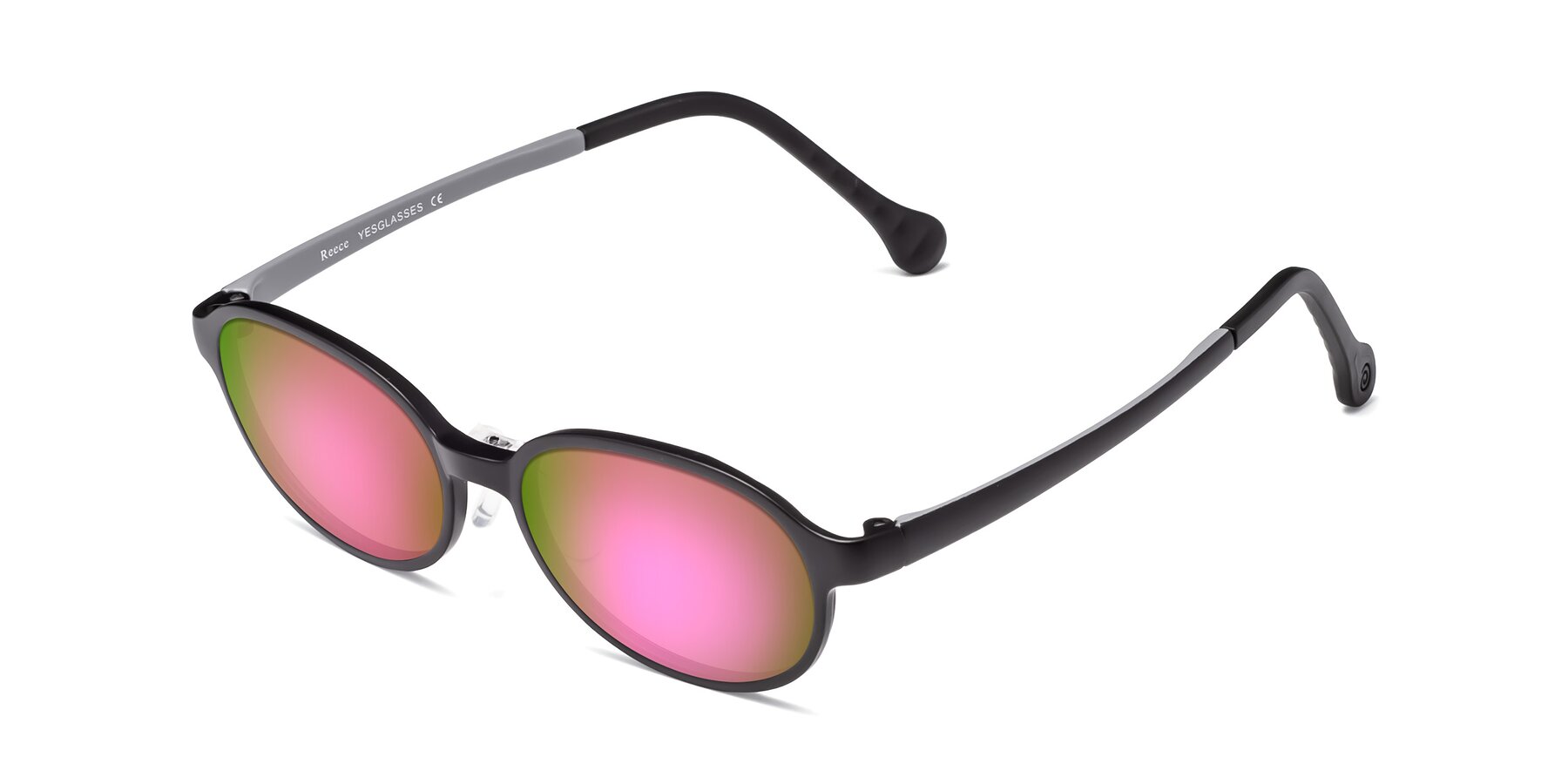 Angle of Reece in Black-Gray with Pink Mirrored Lenses