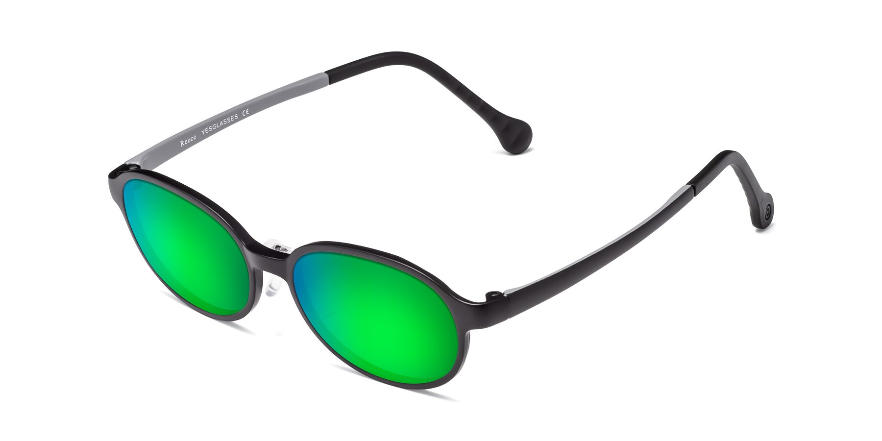Angle of Reece in Black-Gray with Green Mirrored Lenses