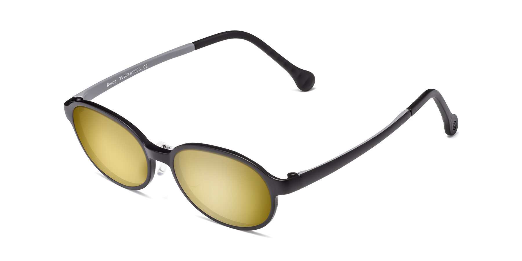 Angle of Reece in Black-Gray with Gold Mirrored Lenses