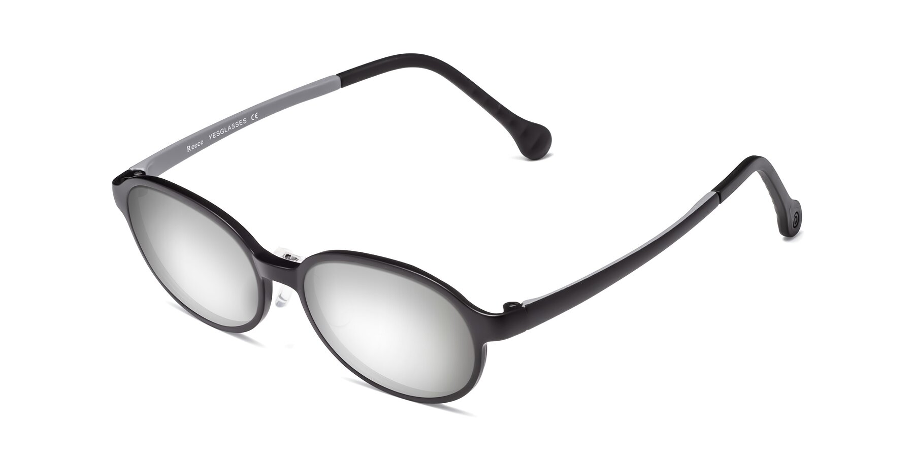 Angle of Reece in Black-Gray with Silver Mirrored Lenses