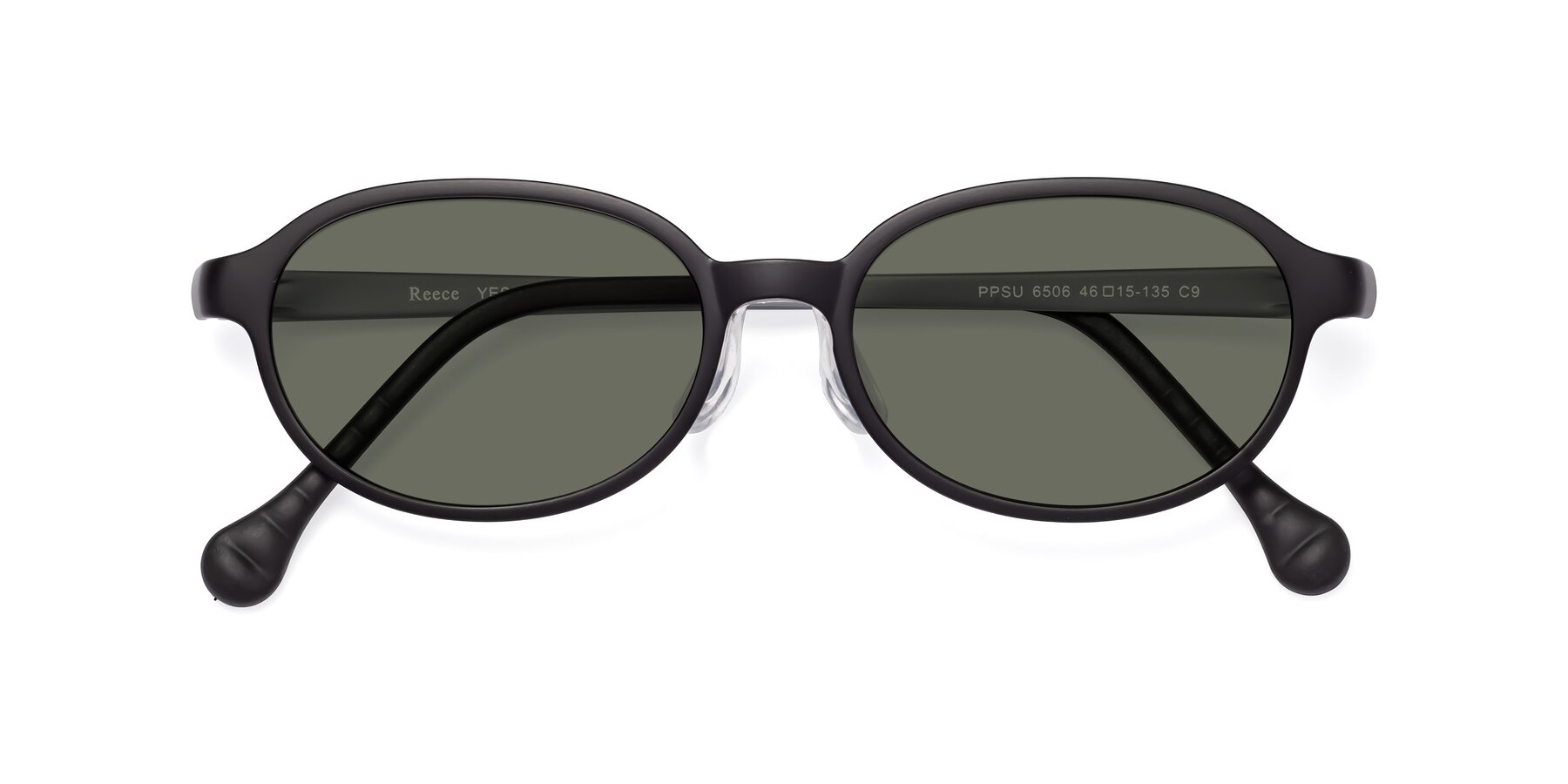 Folded Front of Reece in Black-Gray with Gray Polarized Lenses