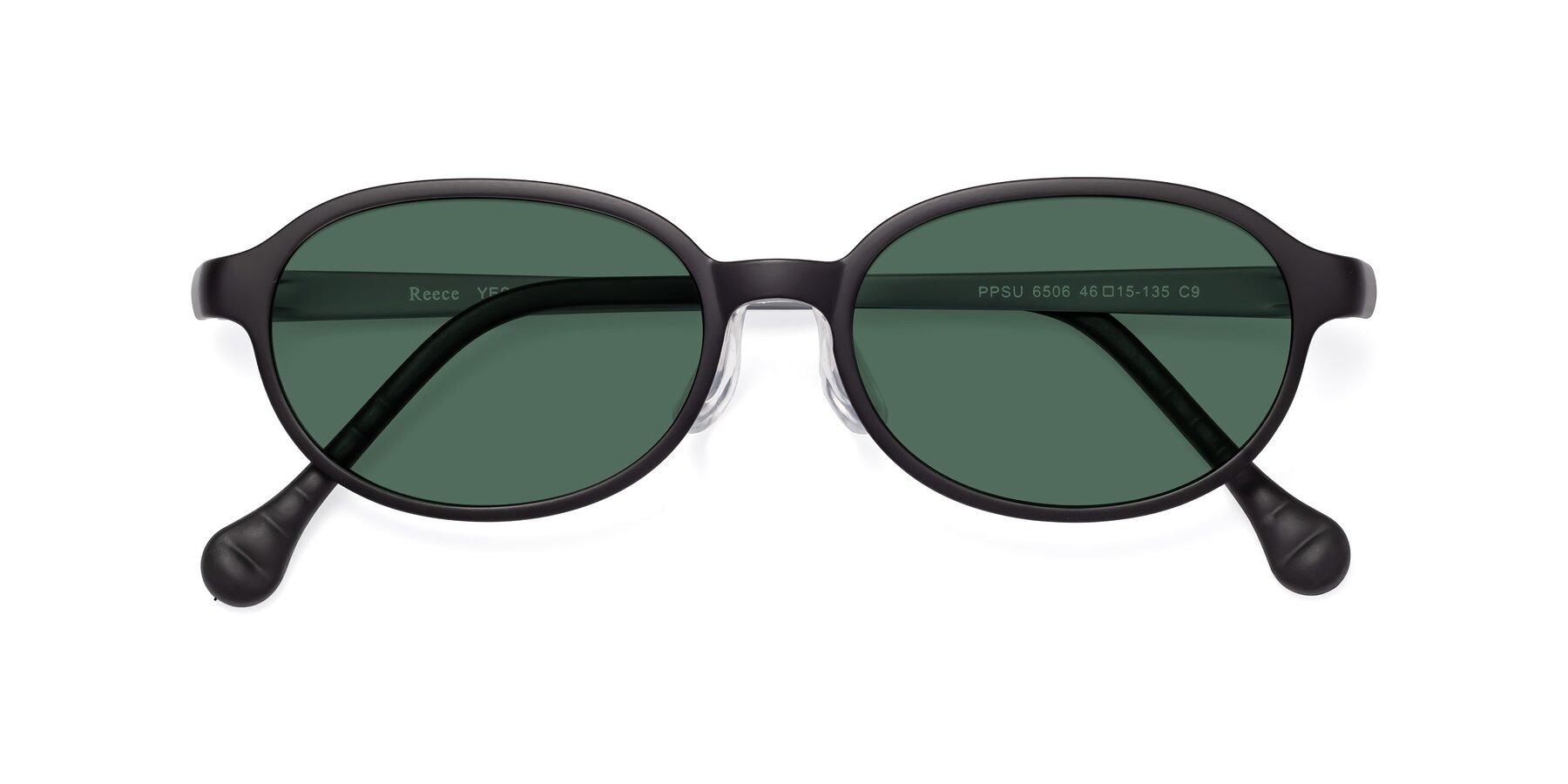 Folded Front of Reece in Black-Gray with Green Polarized Lenses