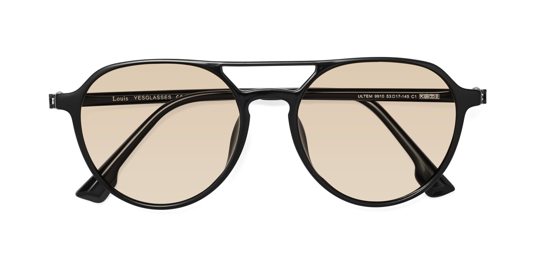 Folded Front of Louis in Black with Light Brown Tinted Lenses