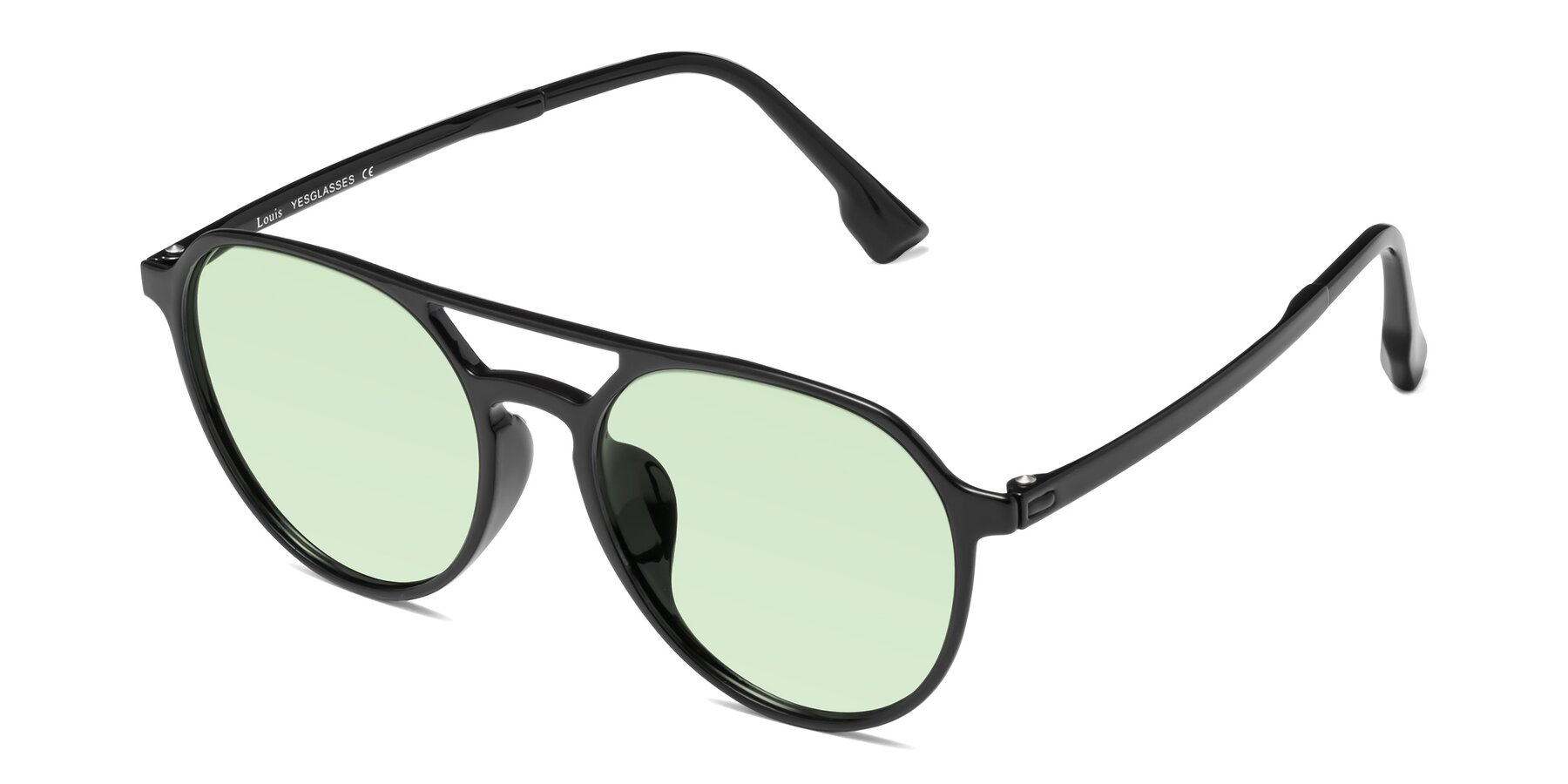 Angle of Louis in Black with Light Green Tinted Lenses