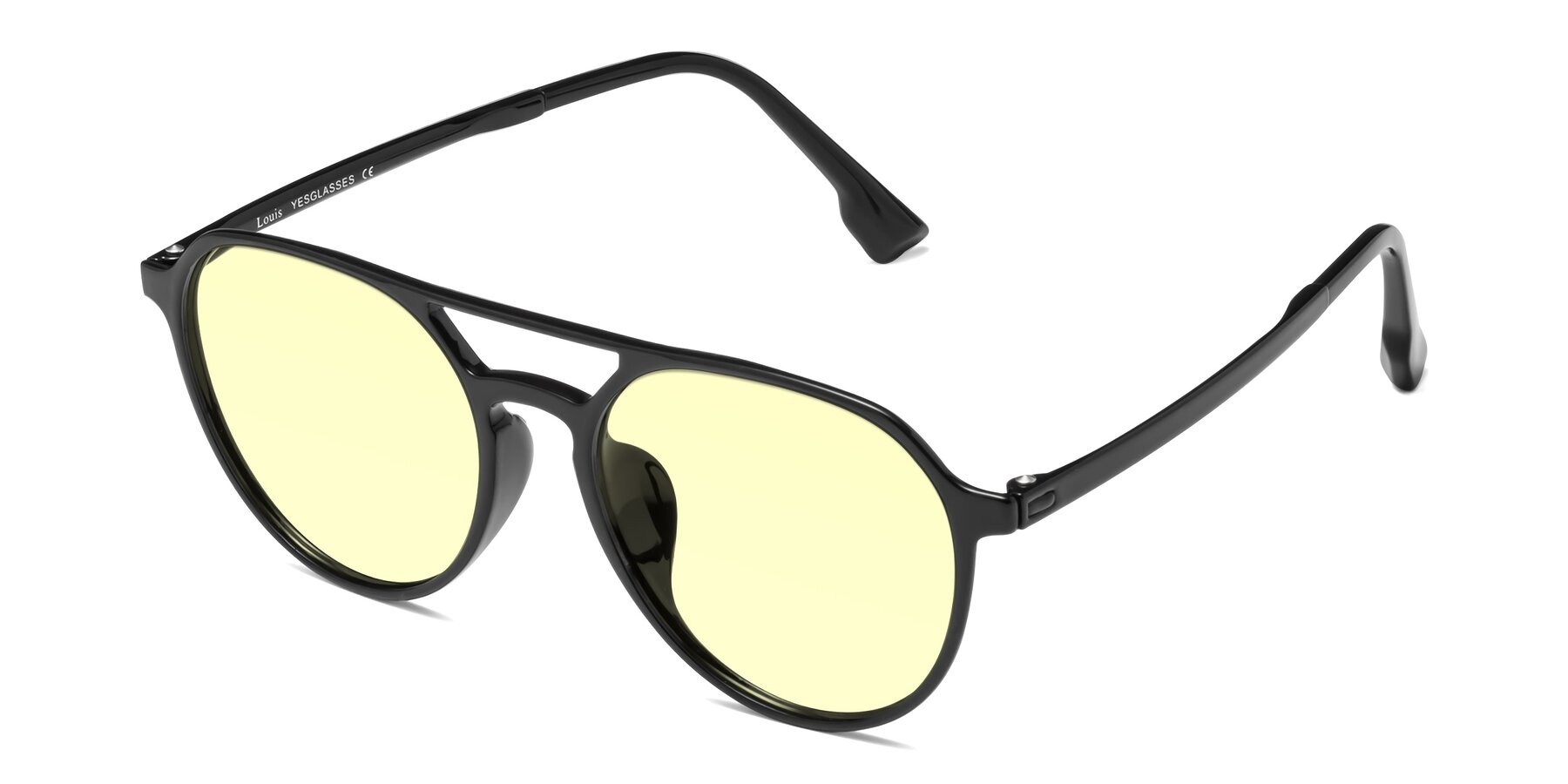 Angle of Louis in Black with Light Yellow Tinted Lenses
