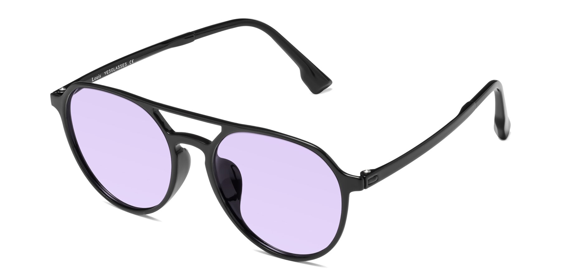 Angle of Louis in Black with Light Purple Tinted Lenses