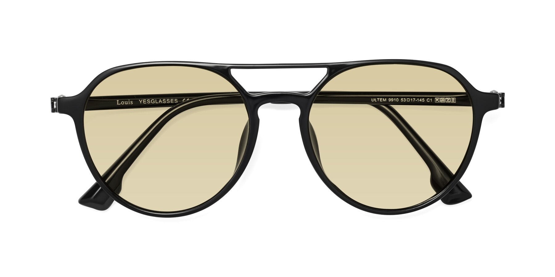Folded Front of Louis in Black with Light Champagne Tinted Lenses