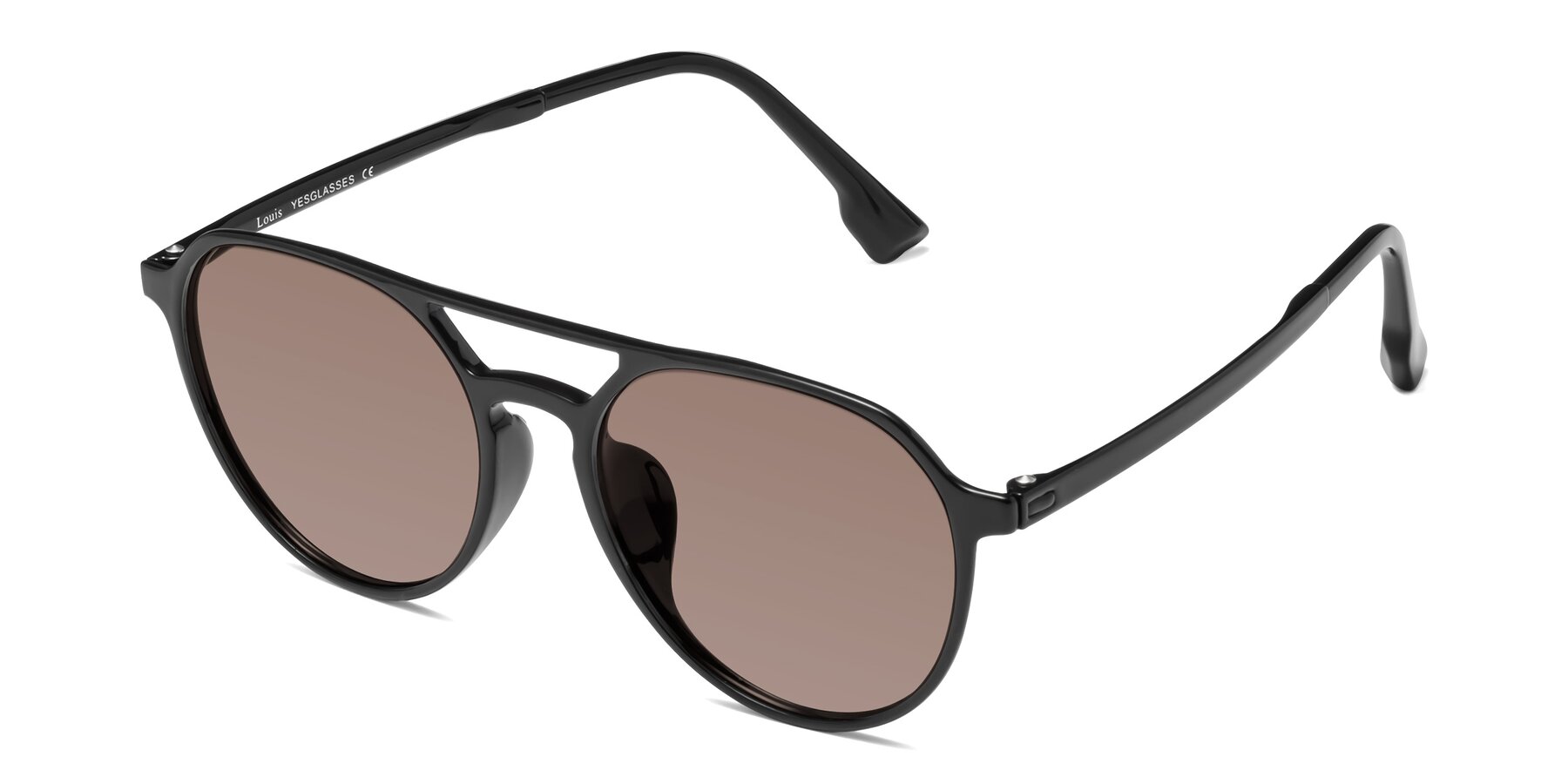 Angle of Louis in Black with Medium Brown Tinted Lenses