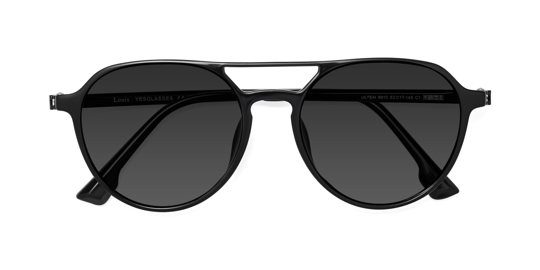 Folded Front of Louis in Black with Gray Tinted Lenses