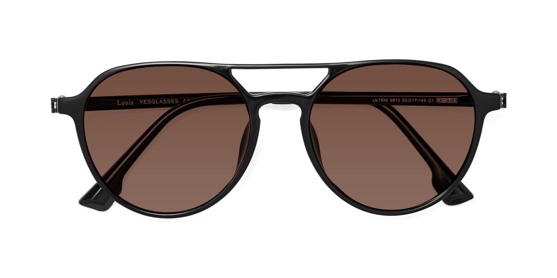 Folded Front of Louis in Black with Brown Tinted Lenses