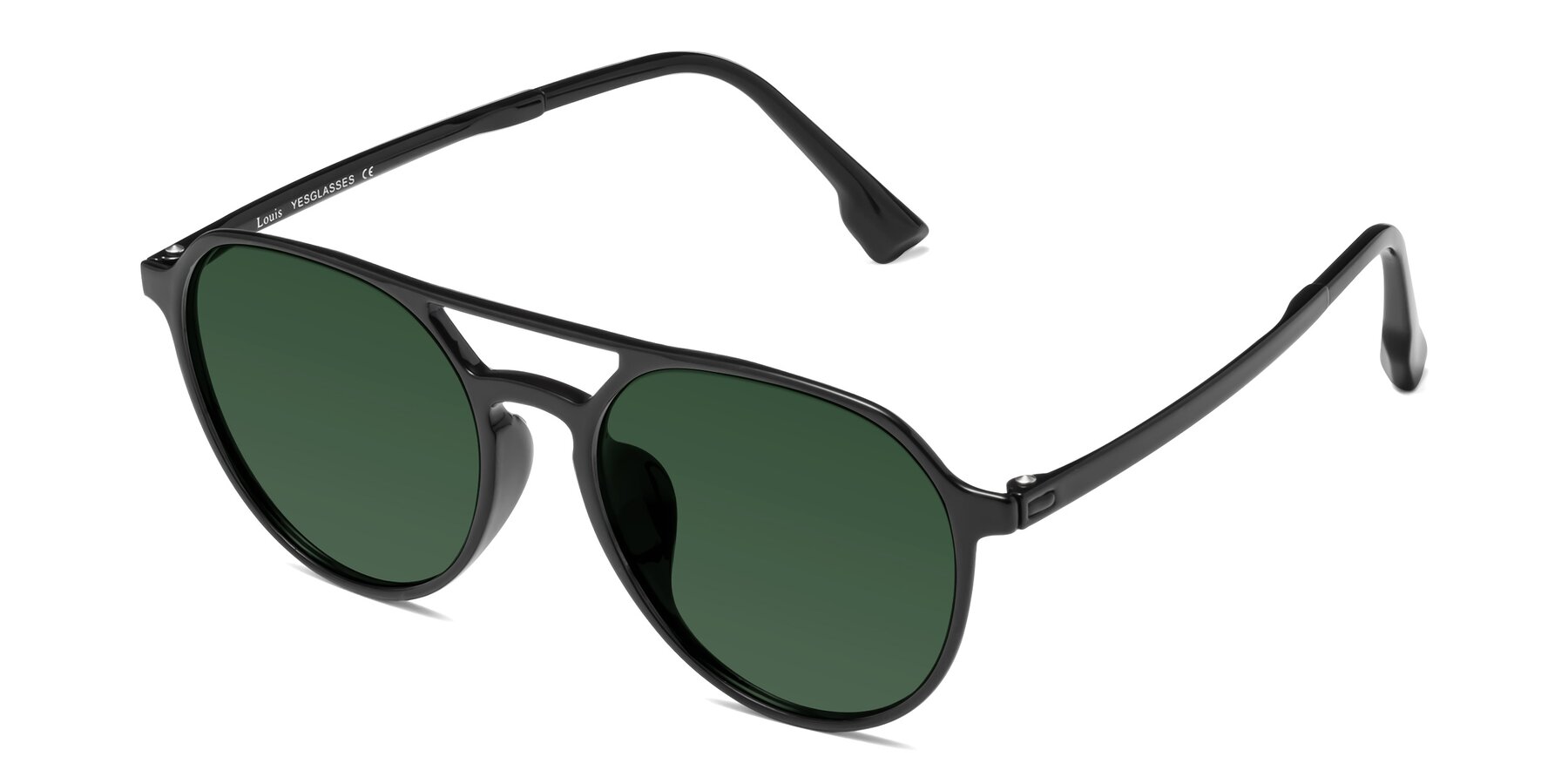 Angle of Louis in Black with Green Tinted Lenses