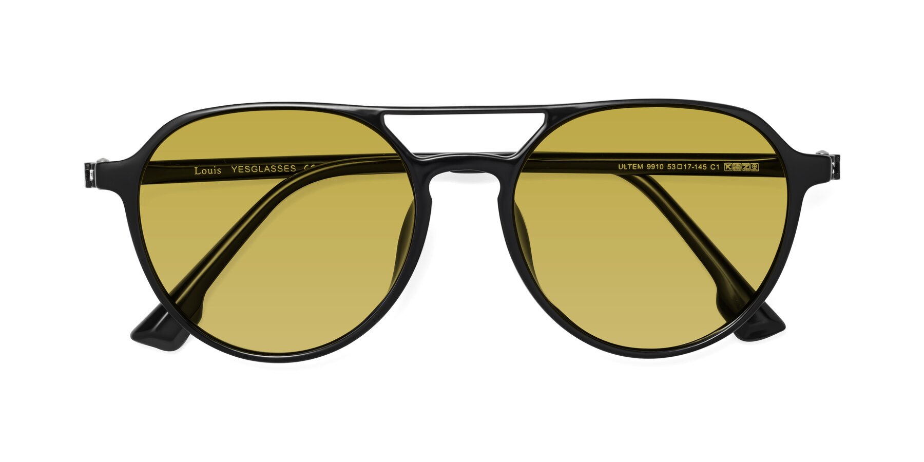 Folded Front of Louis in Black with Champagne Tinted Lenses