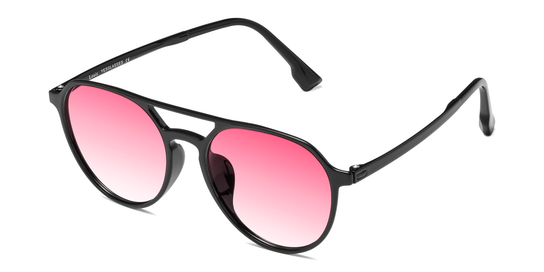 Angle of Louis in Black with Pink Gradient Lenses