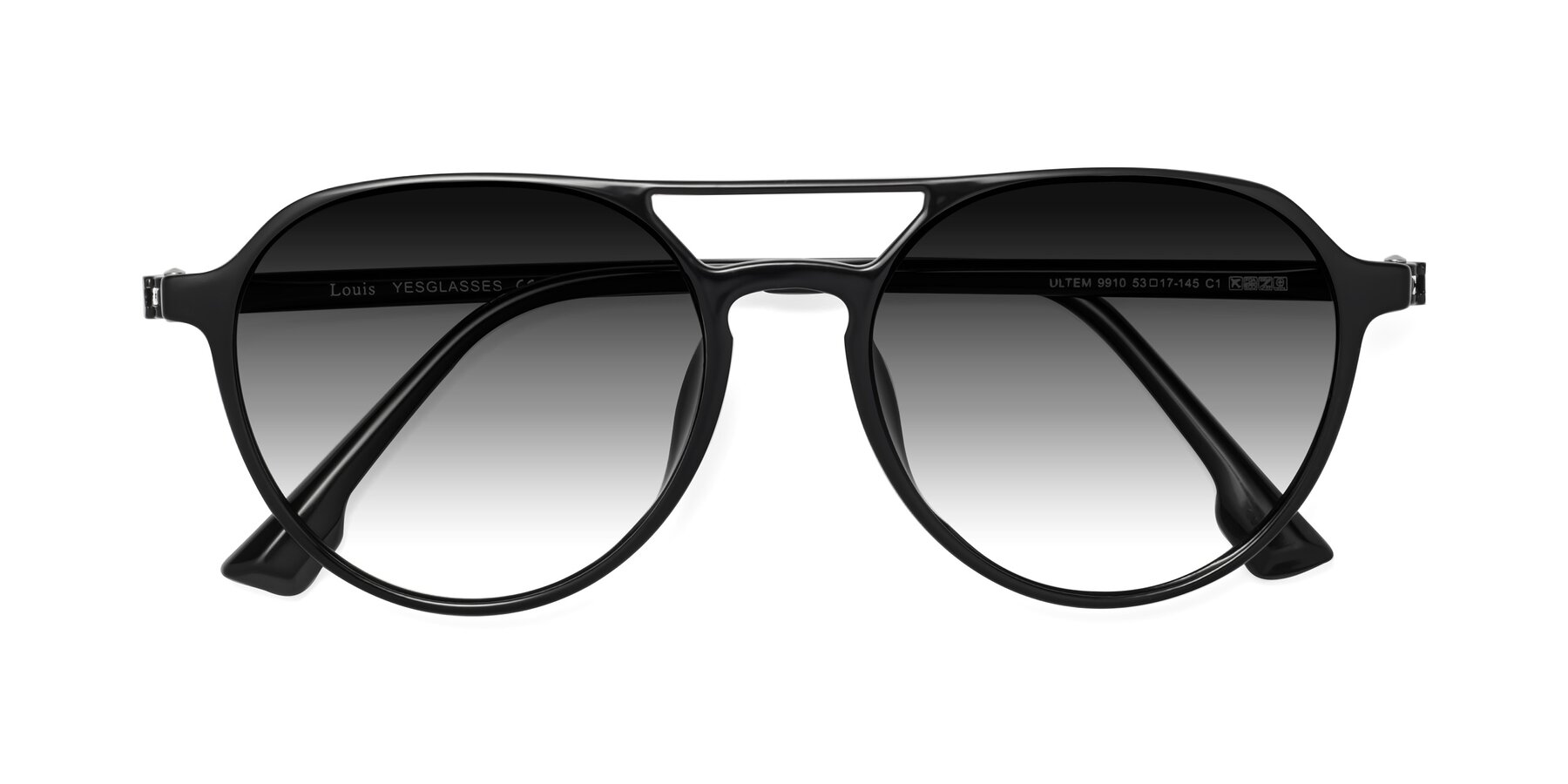 Folded Front of Louis in Black with Gray Gradient Lenses