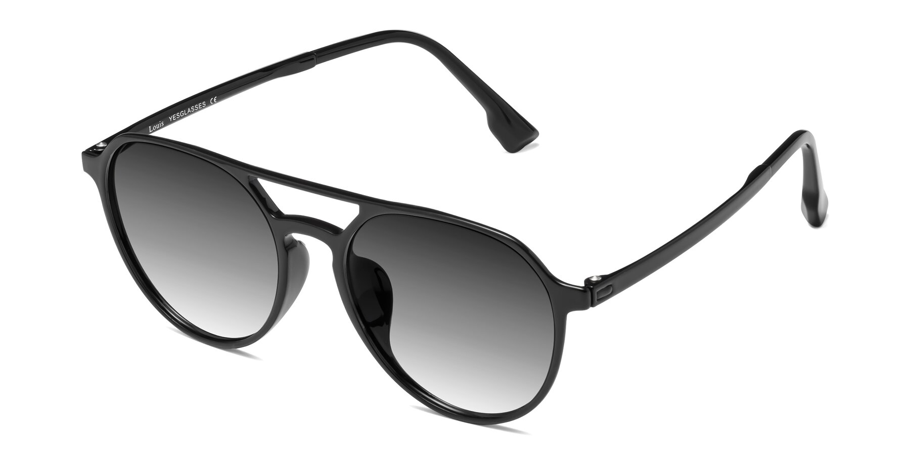 Angle of Louis in Black with Gray Gradient Lenses