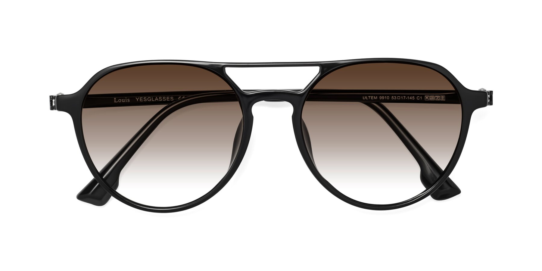 Folded Front of Louis in Black with Brown Gradient Lenses