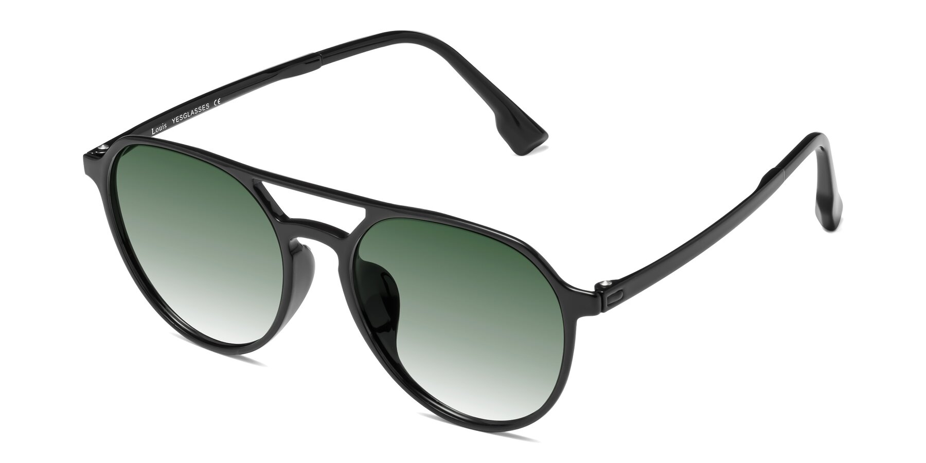 Angle of Louis in Black with Green Gradient Lenses