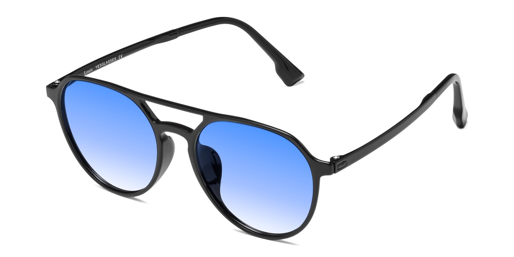 Angle of Louis in Black with Blue Gradient Lenses