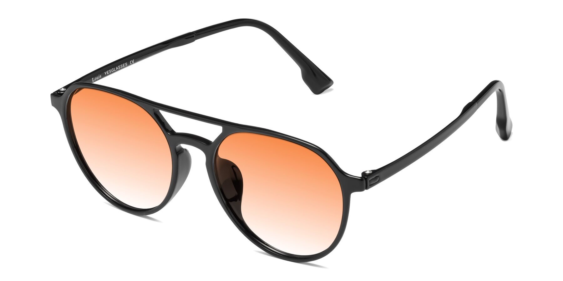 Angle of Louis in Black with Orange Gradient Lenses